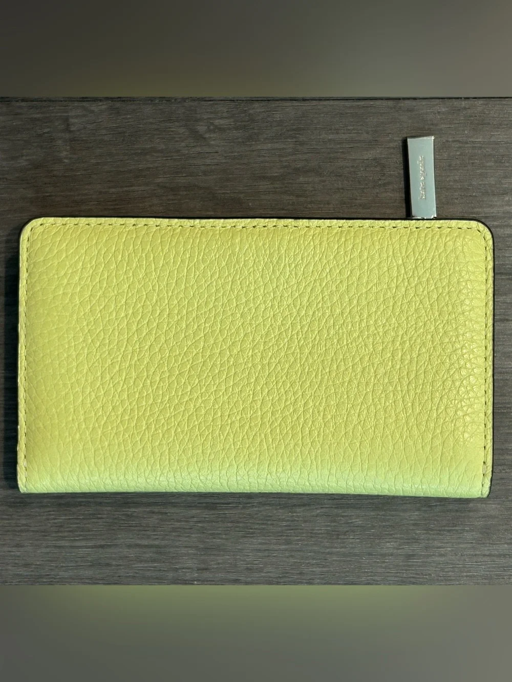 KATE SPADE Yellow Pebbled Leather Zip Card Wallet